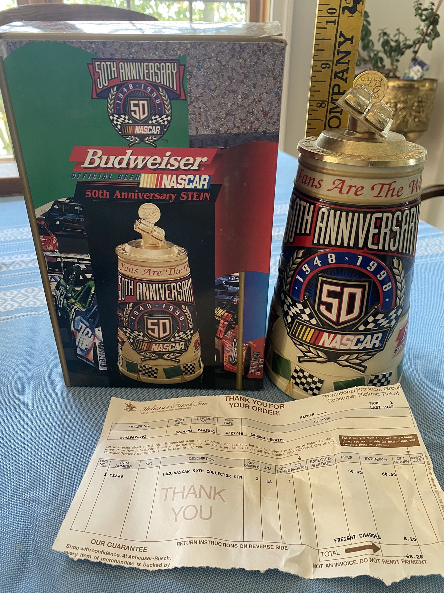 1998 Budweiser NASCAR 50th Anniversary Stein