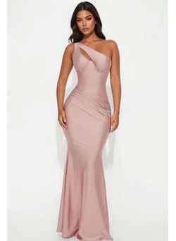 Mauve One-Shoulder Cutout Maxi Dress