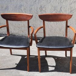 pair of Mid Century Modern vintage Captains refinished ARMCHAIRS  And More 