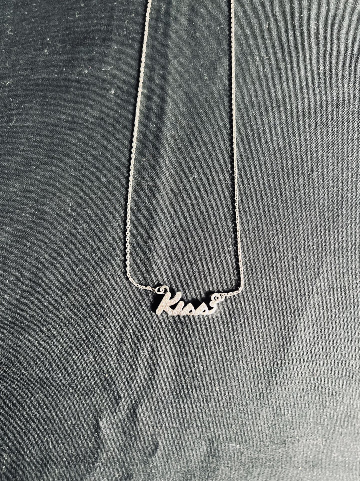 Brighton KISS Script Necklace Swarovski Crystals 16”-18” Adjustable NWT