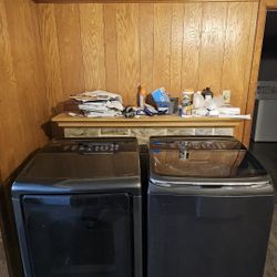 SAMSUNG STAINLESS STEEL WASHER AND DRYER SET BOTH ELECTRIC XL CAPACITY 5.3 CU GOOD CONDITION HEAVY DUTY DELIVERY AVAILABLE FOR EXTRA FEE WE DO REPAIRS