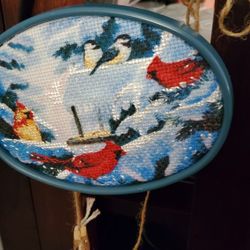 Cardinal Scene Painted With Thread In 4 X6 Hoop