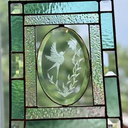 Vintage Stained Glass Hummingbird 