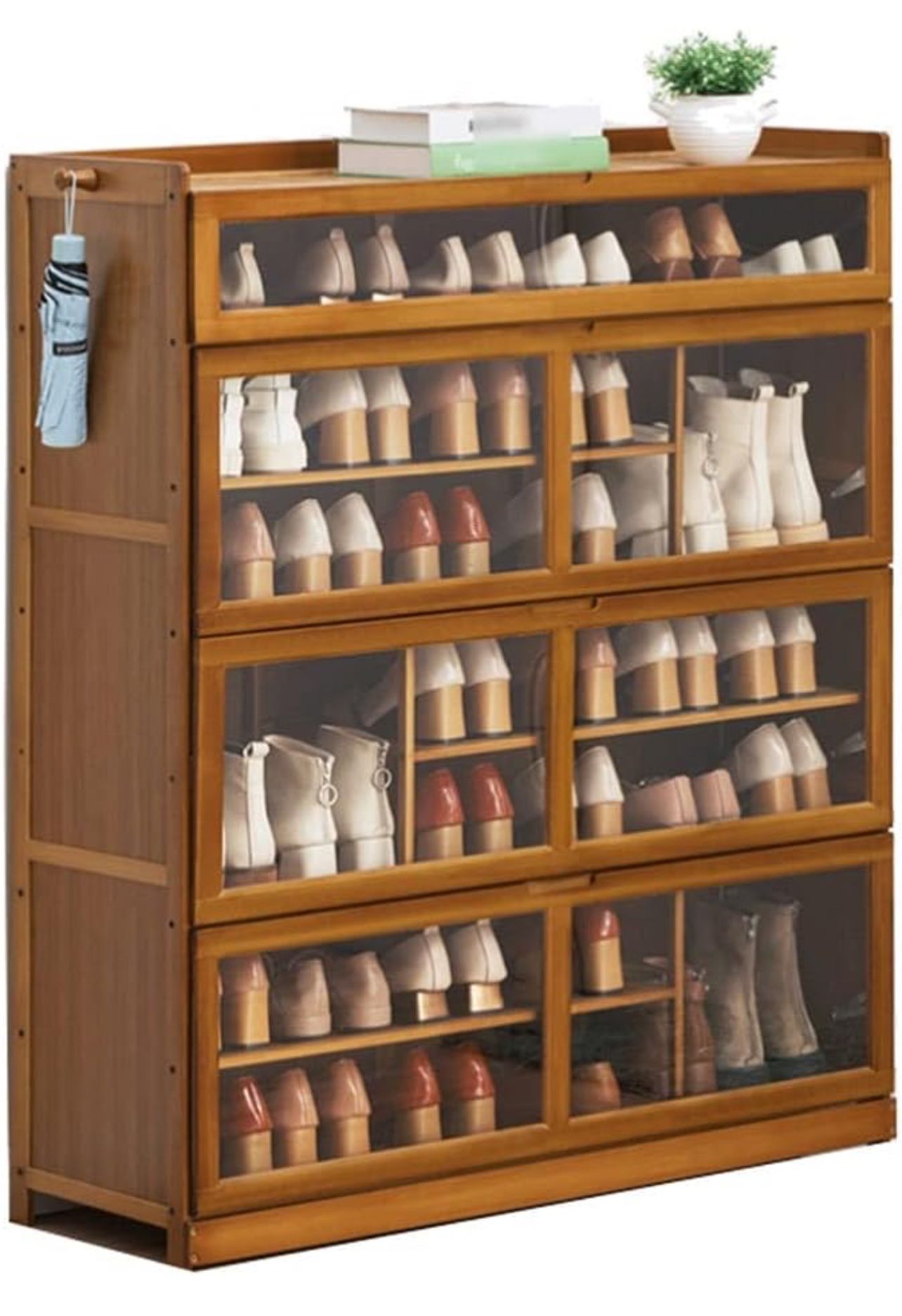 Shoe Rack for entryway Shoe Rack Wooden Shoe Storage Cabinet 7 Tier Shoe Racks for Entryway Holds 17-35 Pairs Shoe and Boots Shelf Organizer,3 Size Sh