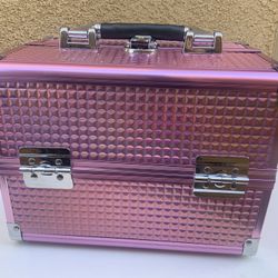 Beauty Makeup Train Case For Lady Portable Cosmetic Box Jewelry Organizer Lockable With Keys And Mirror 2-Tier Trays Carrying With Handle Makeup Stora