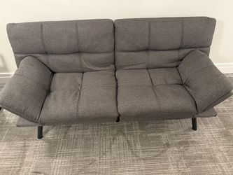 Mainstays 72 in Memory Foam Futon Sofa Bed, Gray Faux Suede Convertible Sleeper Couch for Apartment