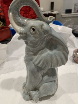 “9” GREY ELEPHANT WITH TRUNK UP