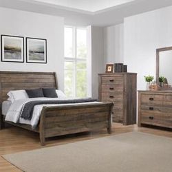 Frederick Weathered Oak Queen Sleigh Bed
