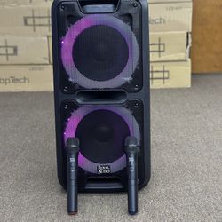 * Rechargeable extra bass BT Party speaker with 2 wireless mic