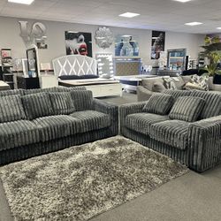 Gray Sofa & Loveseat Gray & Black Available 