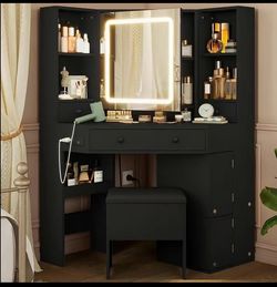Vanity with LED mirror