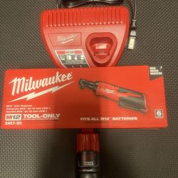 New Milwaukee M12 3/8 Ratchet, 2AH Battery, and Charger