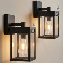 Solar Wall Lanterns Outdoor with 3 Lighting Modes & Motion Sensor, 2 Pack