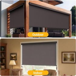 10'W x 8'H Integrated Outdoor Roller Shade for Sun & Privacy Protection Assembly Free Cordless Patio Blinds with 420GSM Fabric for 95% UV, Sun Shades