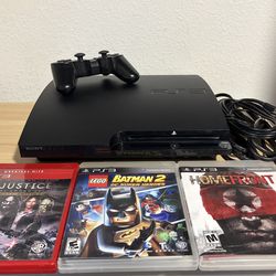 Sony PlayStation 3 PS3 Slim CECH-2501AB 320GB Black W/ 3 Game Tested/Working