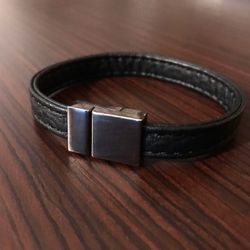 DeMarcus Alexan Black Leather Bracelet 