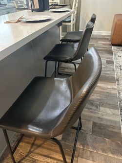 Set of 3 Faux Leather Counter Stools