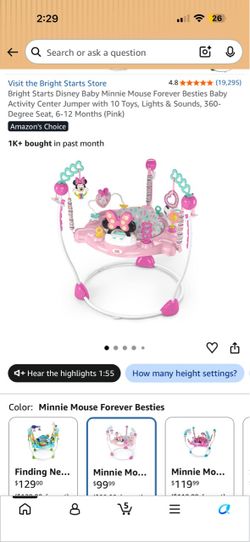 New Bright Starts Minnie Mouse Jumper