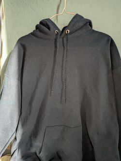 blue hanes hoodie with drawstring