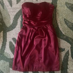 Red Satin Short Bridemaid Dress Size 2