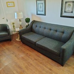 Gray Couch + Gray Leather Accent Chair *DELIVERY INCLUDED*