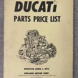 Ducati Motorcycle Parts Price List Catalog Manual Book 1975