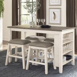 5 PCS Amsonia Collection counter height table set-available in white Now 598.00 Free Delivery 🚚 