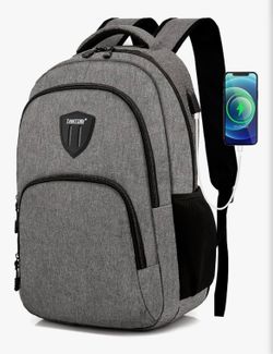 Anti-Theft Travel/School Laptop Backpack - Holds 15.7" Laptop, Gray, NEW