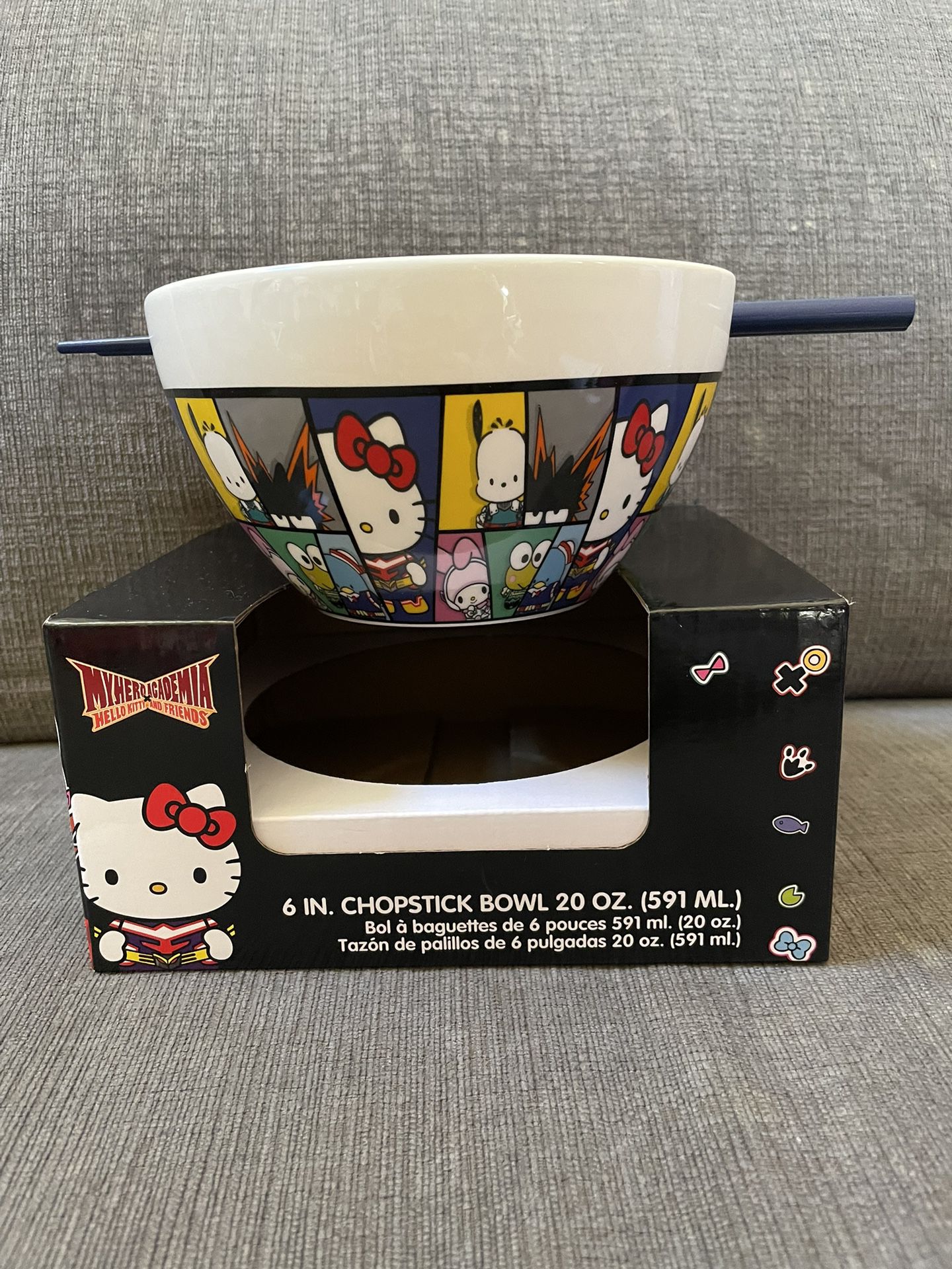 Brand New My Hero Academia Hello Kitty & Friends Bowl with Chopsticks