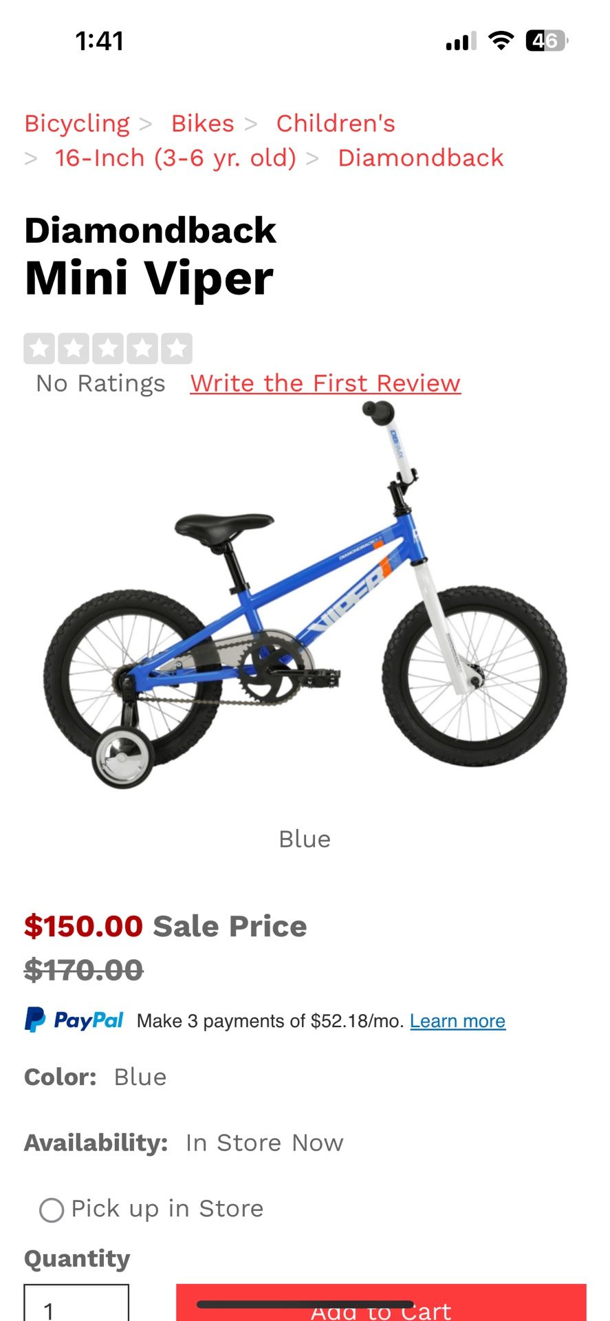 BMX DIAMONDBACK VIPER BIKE
