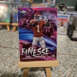 2024 Topps Chrome Football Xavier Worthy Finesse PINK Refractor Rookie Chiefs