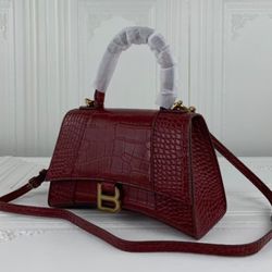 HOURGLASS XS HANDBAG CROCODILE EMBOSSED IN Red
