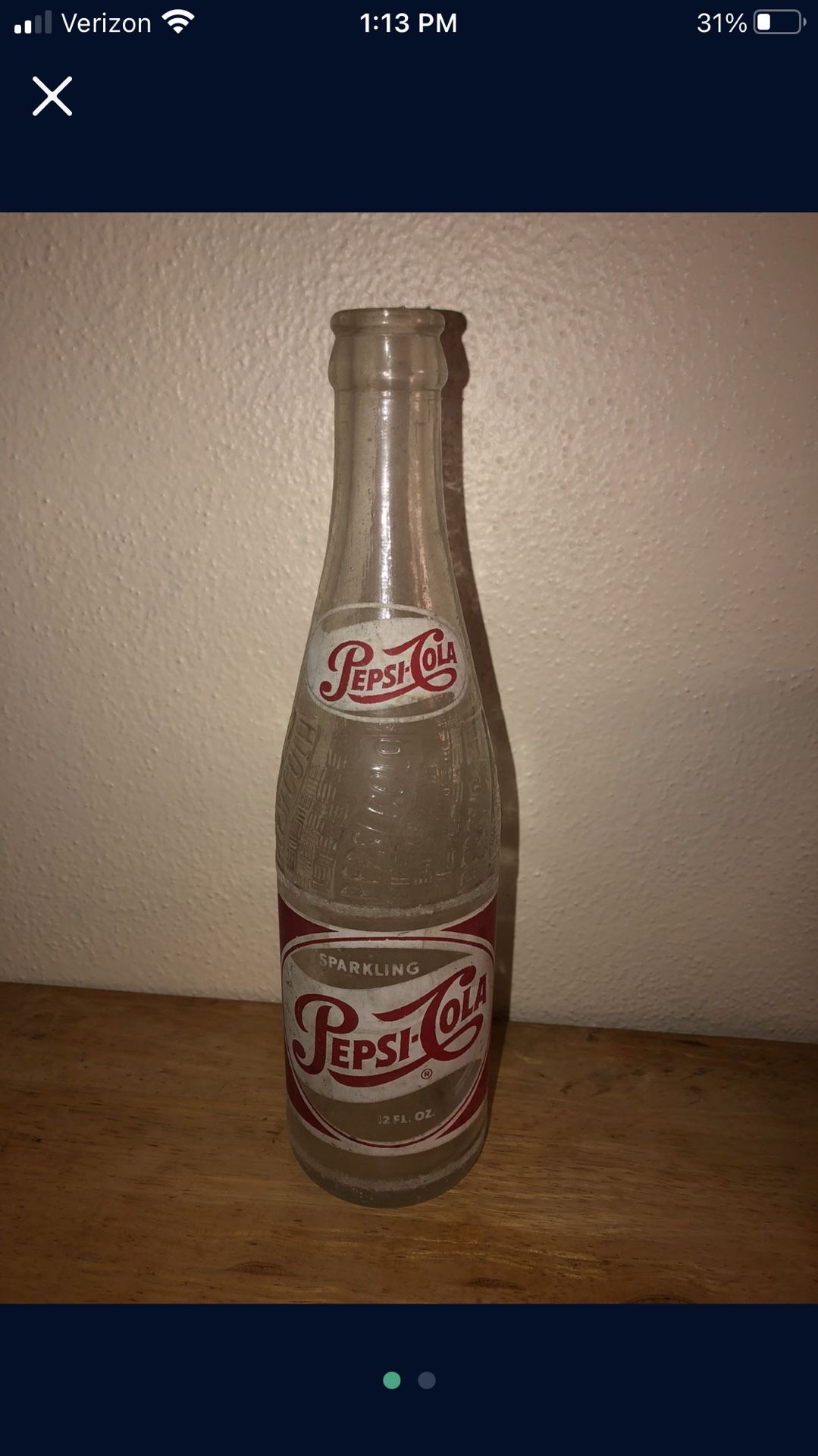 1950’s sparkling Pepsi Cola 12 oz Bottle Glass Made In Chehalis Aberdeen