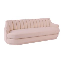 Blush Velvet Tufted Sofa
