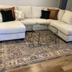 Entertainment Dual Chaise Couch With Pillows 