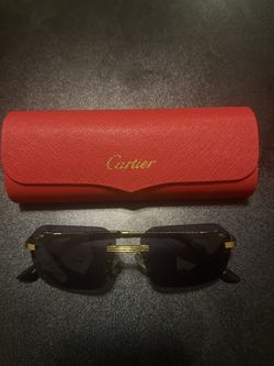 Cartier Rimless Sunglasses – Gold Cut Lens – w/ Box & Pouch