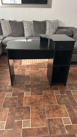 Black Computer Desk with Storage Tower