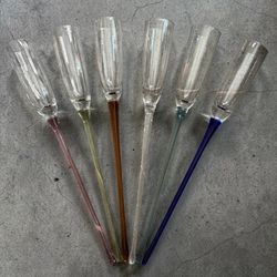 Vintage Artland Hand Blown Elegant Art Glassware Long Stem champagne toasting flutes