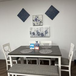 6pc Dining Table & Bench 