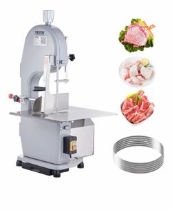 VEVOR Commercial Electric Meat Bandsaw, 1100W Stainless Steel Countertop Bone Sawing Machine, Workbeach 19.3" x 15", 0.16-7.9 Inch Cutting Thickness,
