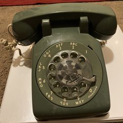 Vintage Bell System Western Electric Green Rotary Telephone Desk top
