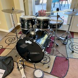 PDP Encore by DW complete drum set 22 10 12 16 14” snare stands new quiet cymbals PDP throne $385 cash In Upland 91784. Bass pedal sticks key practice
