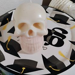 Cotton Candy Apple  Skull Candle 