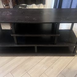 Free Dark Wood TV Stand with Scratches - 3 Tier Open Shelving Unit