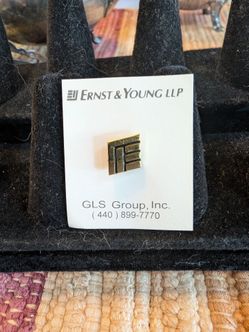 Vintage Ernst & Young EY Corporate Lapel Pin Gold Tone Geometric Logo Enamel