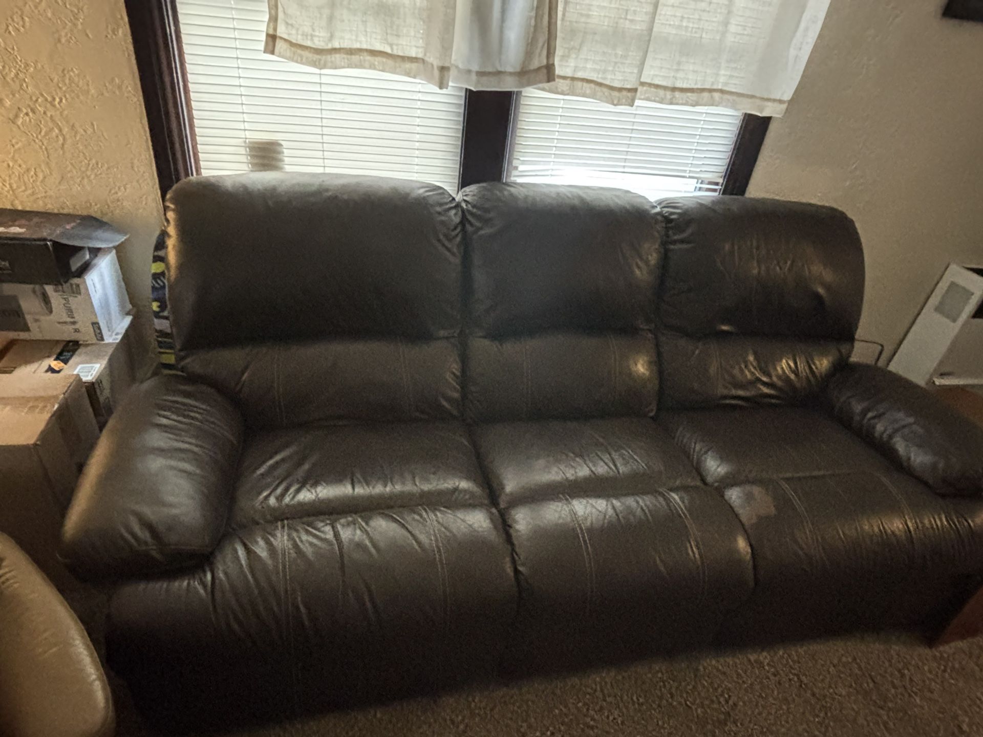 Black Fake Leather Couch