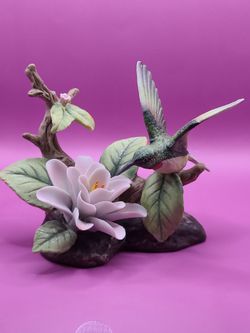 Hummingbird with Magnolia Porcelain Figurine