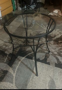 Glass and metal table
