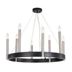 Woodbridge Garrett 8Lt Circular Chandelier Matte Black/Antique Nickel - 17528ATN