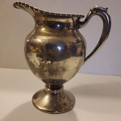 Vintage Antique 9 Inch Tea Pitcher Silver on Copper Stamped Serveware